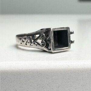 Sterling Silver 925 Square Filigree Ring Stone Missing Size 6